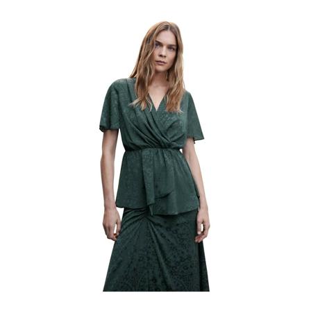Mango Tryckt chiffonblus grön, Dam Blusar, Dam, Storlek: XL