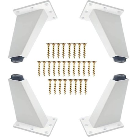 4 Møbelben, Skrå Møbelben i Aluminium, Erstatning for Sofaben, Hvit, 80 mm