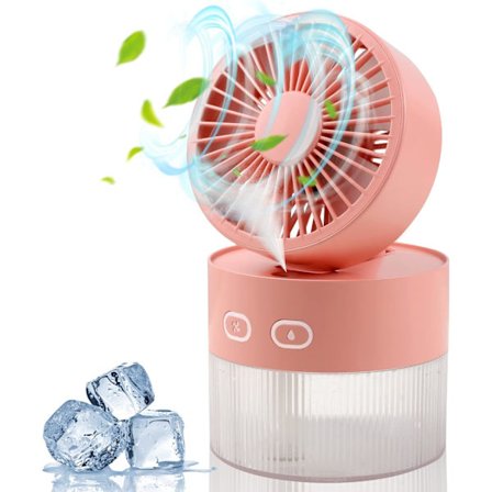 Spray Køleventilator USB Mini Ventilator Bordmodel Sammenklappelig Kold Luft Befugtnings Spray Ventilator Multifunktionel Natlampe (Fersken Pink)