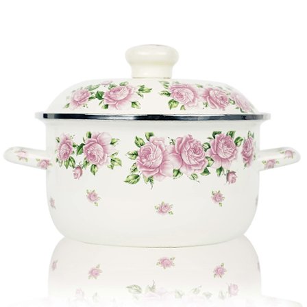 3QT Retro Blommig Emajl Kastrull - Induktionskompatibel, Diskmaskinsäker, Perfekt för Soppor, Grytor & Gåvor