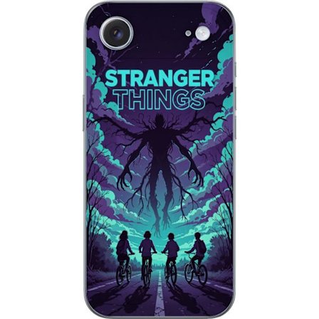 Yhteensopiva Puhelinkuori Apple Apple iPhone 17 Air Stranger Things -inspiroitunut fantasiaillustraatio, jossa on tumma hirviö, pyöräilevät lapset
