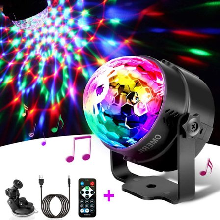 Led discoboll partyljus, musikstyrd disco ljuseffekter, disco ljus med USB-kabel, 360° roterande partyljus med fjärrkontroll