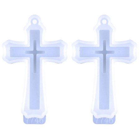 2 stk DIY Silikone Kors halskæde Vedhæng Form Epoxy Silikone Støbeform Kors Vedhæng Form