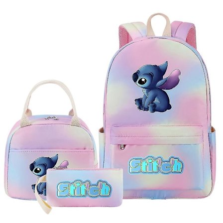 3-delars Lilo och Stitch Ryggsäcksset - Multi-ficka Rese Skolväska för Kvinnor & Män - Högkvalitativa Mochilas för Tonåringar, Casual Stil
