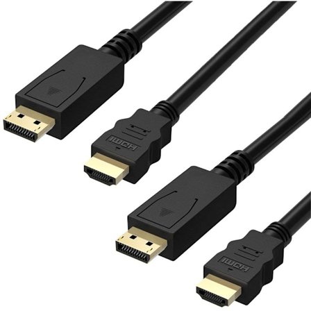 (2-PACK) DisplayPort till HDMI kabel, 2m, 4K 60 Hz