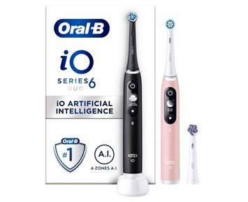 Oral-B-iO6 Series M6 - Black/Light Rose-2-pk eltannbørste med iO-teknologi-Oral care-Elektriske tannbørster