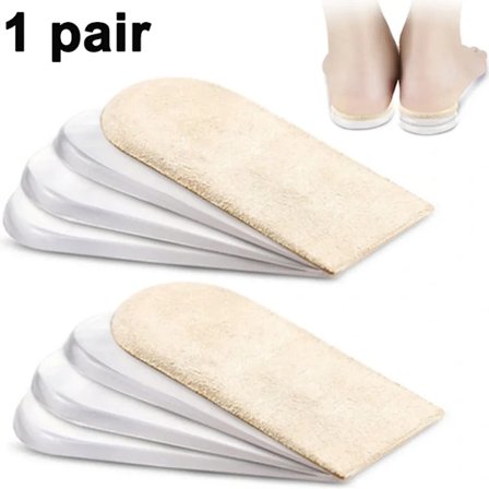 Gel Hælstøtte for Plantar Fasciitt, 4-lags Hælinnlegg, Hælpute, Justerbar Hælhøyde for Benlengdeforskjell - 1 Par
