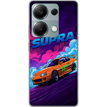 Yhteensopiva Puhelinkuori Xiaomi Redmi Note 13 Pro 4G Toyota Supra driftaamassa neonvärisellä savulla, nopeuden tunteella ja yöllisessä katukilpailuym