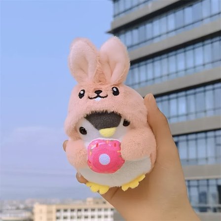 Söt Plysch Nyckelring Expression Cross-dressing Pingvin Docka Plysch leksak stoppad docka plysch hänge leksak