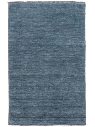 Tapis De Laine Uni Handloom Fringes Petrole Foncé