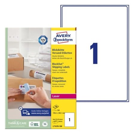 AVERY Etikett 199,6x289,1mm 100/fp - Lyreco - Emballage och lagerutrustning - Etiketter och godsmärkning - Adressetiketter