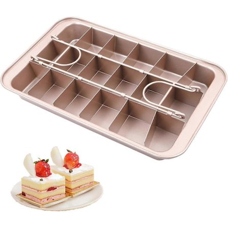 Brownieform, rektangulær browniebakeform, 31x20x4cm, non-stick stål brownieform, non-stick form med 18 rom