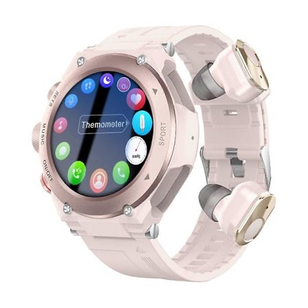 2 i 1 Smartwatch med Ørepropper, MP3, Stemmeoptager, Opkald, Fitness Tracker med Iltmætning, Pulsmåler og Søvnmonitor