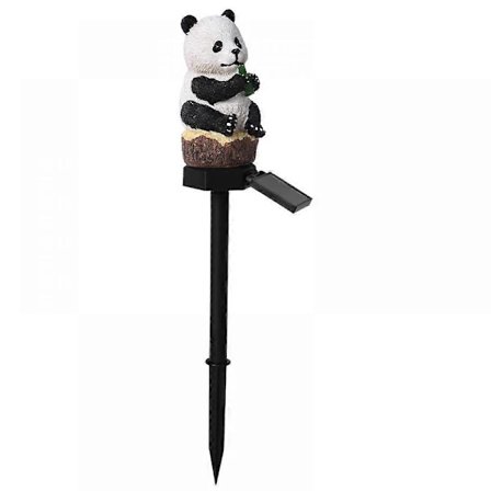 Solcellelamper Nattlampe Liten Panda Form Solcelledrevet Plenlampe, Panda Solcelle LED-lampe i Harpiks med Jordspyd, Vanntett Dyrelampe for B...