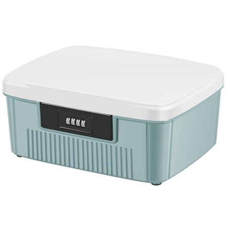 Låsbar förvaringsbehållare, stor låsbar medicinbehållare för kylskåp, låsbar låda med kod, livsmedelssäker låsbar låda (blå)
