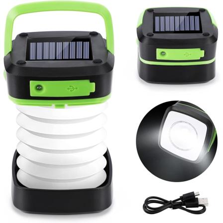 Kannettava aurinkoenergialla toimiva USB retkeilyvalo, ladattava, LED campi