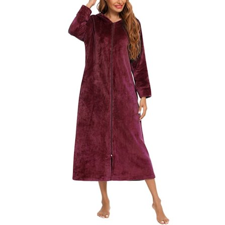 Damkoft med dragkedja i fleece, plysch morgonrock, mjuk och varm morgonrock, XL