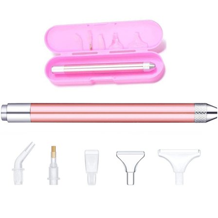 Guld DIY Diamantmaleri Pen med Lys, 5D Diamantmaleri LED Belysning Punkt Bor Kunst Applikator Pen, Juvel Kunst Voks Picker Negle Tilbehør og T