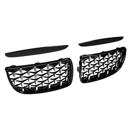 Gloss Sort&Krom Diamant Meteor Nyeste Style Grill til - 3 Serie E90 E91 325I 328I 335I - 2005-