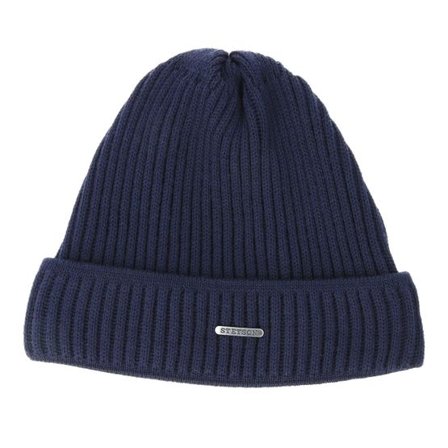 Stetson - Blå cuff Beanie - Merino Wool Navy Beanie @ Hatstore