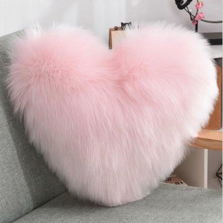 Pudebetræk Fluffy Pude Vaskbar Hjerteformet Blød Dekorativ Pudefyld til Stue Sofa Soveværelse (Pink)