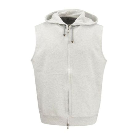 Brunello Cucinelli, fleece with zip and hood Grijs, Heren, Maat:L