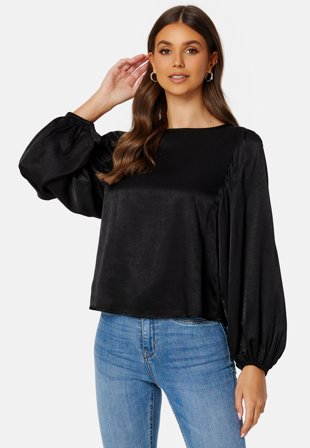 BUBBLEROOM Round Neck Balloon Sleeve Blouse Klær
