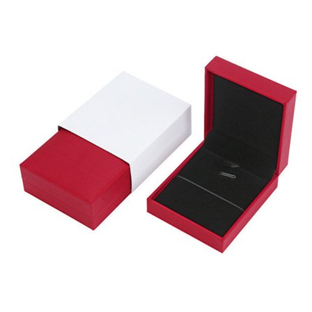 Rød fløjls smykkeæske 1 stk dobbelt ring vedhæng smykkeæske W