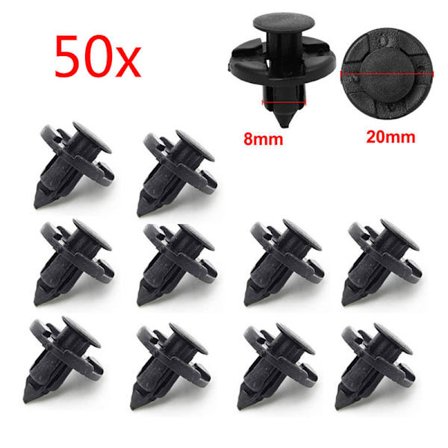 50stk/sett 8mm hull plastnagler Festemiddel Push Clips