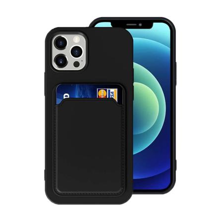 Iphone 12/12 Pro Silikonskal Med Korthållare - Svart Svart
