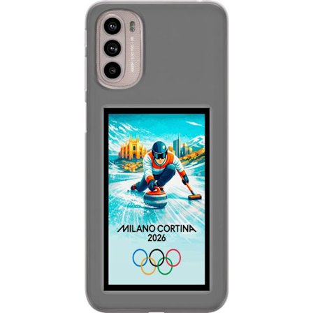 Kompatibel Mobilcover til Motorola Moto G41 Ishockeyillustration med spillere i bevægelse på isen, Milano Cortina 2026, Milano-landemærker og olympisk