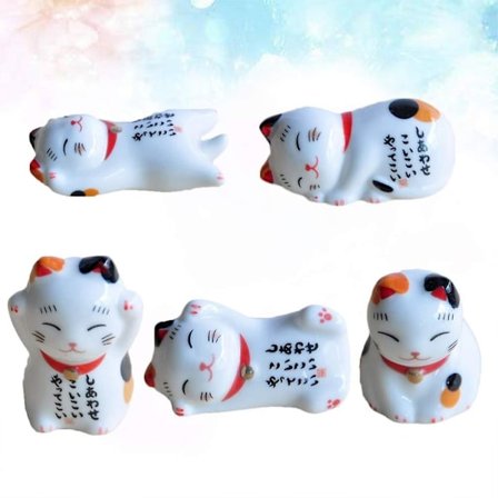 5 kpl Keramiset syömäpuikot telineet Keramiikka ruokalusikka teline Onnen kissa haarukka pidike teline Syömäpuikot astiat ruokailuvälineet teline