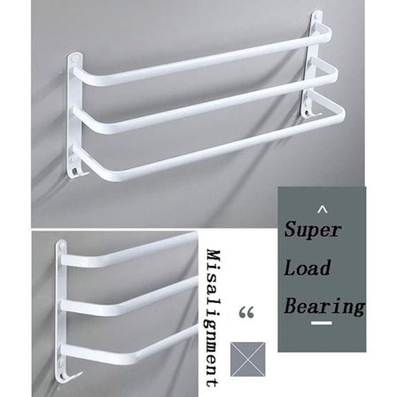 Hvid vægmonteret håndklædestang, håndklædestænger med flere lag med kroge, plat