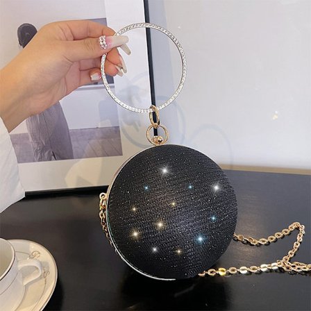 Circular Ring Portable Evening Bags Metal Round Ball Handväska