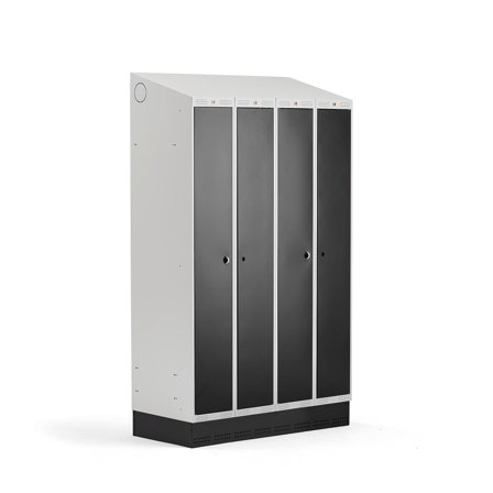 Doppelspind CLASSIC COMBO mit Sockel, 4 Türen, 2050 x 1200 x 550 mm, schwarz