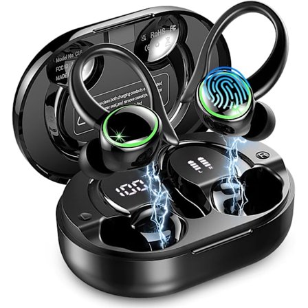 2025 Senaste Modell Trådlösa Hörlurar, Bluetooth 5.4 Hörlurar Sport, 50H Speltid Over-Ear Hörlurar med ENC Brusreducerande Mikrofon, Djup Bas F