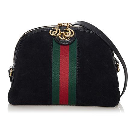 Gucci Vintage, Pre -owned Ophidia Suede Crossbody Bag Zwart, Dames, Maat:ONE Size