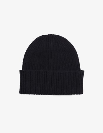 Merino Wool Beanie - Deep Black - One Size