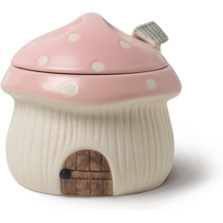 Svamp Hus Keramisk Sukkerskål med Låg og Ske, Sød Porcelæn Krydderikrukke til Køkkenbordplade, Dekorativ Beholder til Salt