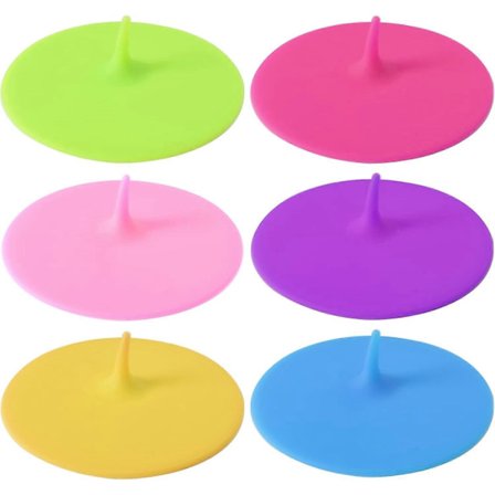 6 stk. silikonlokk for kopper, silikonlokk for drikkeglass, silikonglassdeksel, støvtett, silikonlokk, gjenbrukbart glass