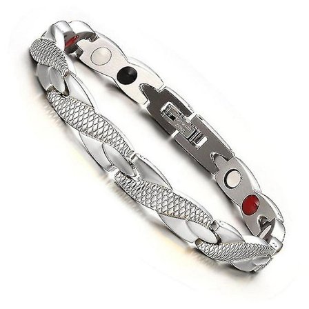 Magnetisk terapiarmband Elegant stålarmband Smycken Terapeutisk slinga och guldpläterad, silver, hane