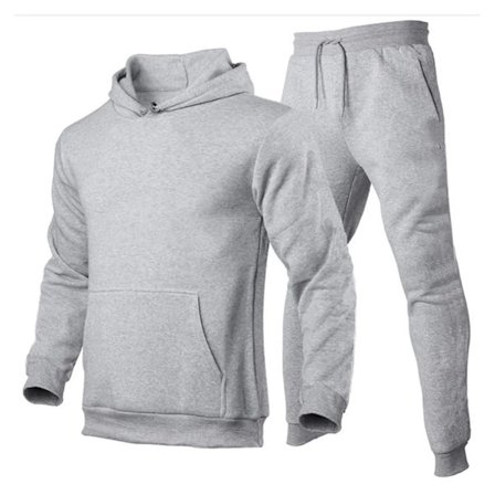 Herr tracksuit med huva och dragkedja + joggingbyxor sportdräkt casual joggare sportkläder 2 delar herr fleece streetwear set