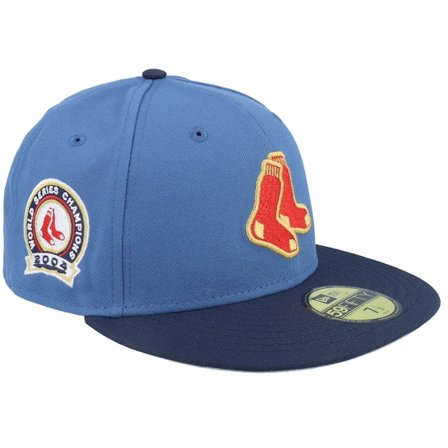 New Era - MLB Blå fitted Kasket - Boston Red Sox Peak Prestige 59FIFTY World Series 04 Indigo Blue Fitted @ Hatstore