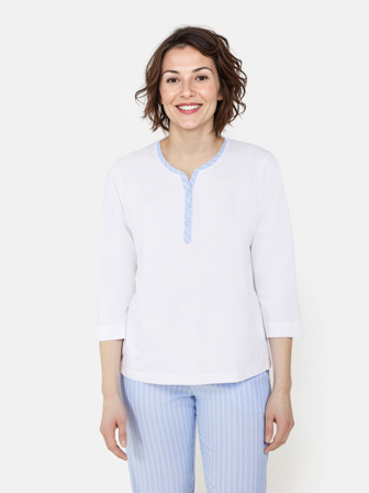 BRANDTEX - Pyjamas - Lyseblå / Hvid