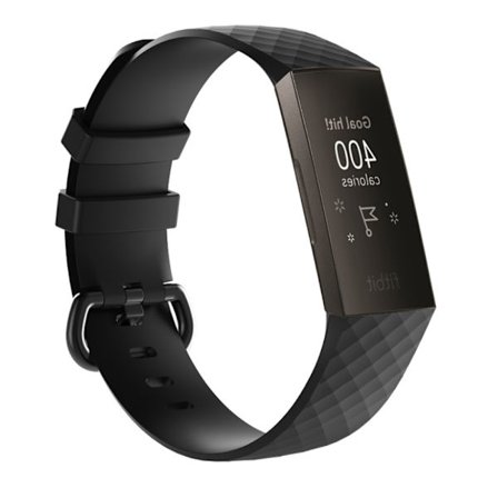 Silikonearmbånd Fitbit Charge 3/4 Sort (L)