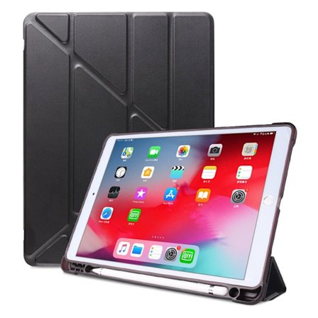 iPad 10.2 (2019) origami skinn flip etui - Sort