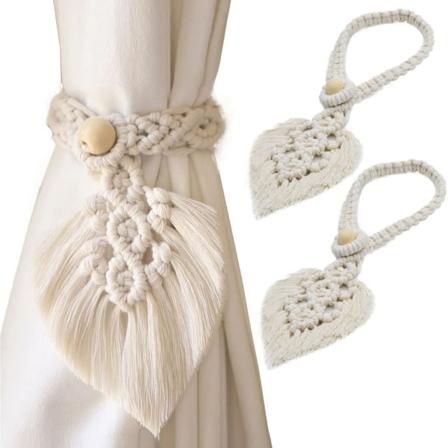 Gardinsnöre, Bomull, 40x13cm, Beige, 2 st