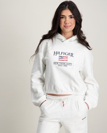 Tommy Hilfiger HILFIGER SEQUIN FLAG HOODIE Grijs Hoodies Meisjes - Kids Brand Store