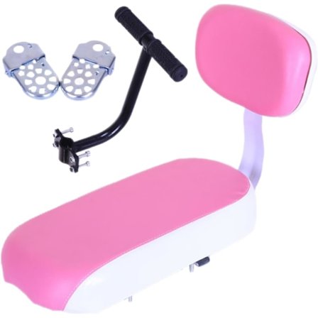 Cykeltillbehör, Cykelbaksäte, Cykelbarnstol med Ryggstöd med Handtag Fotstöd Pedal, Rosa