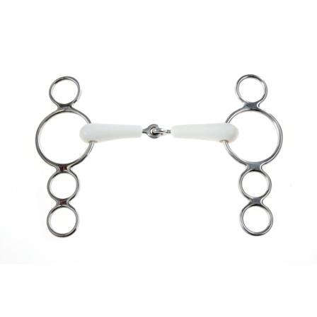 Korsteel Horses Flexi Jointed 3 Ring Dutch Gag Bit 5.5in Ivory